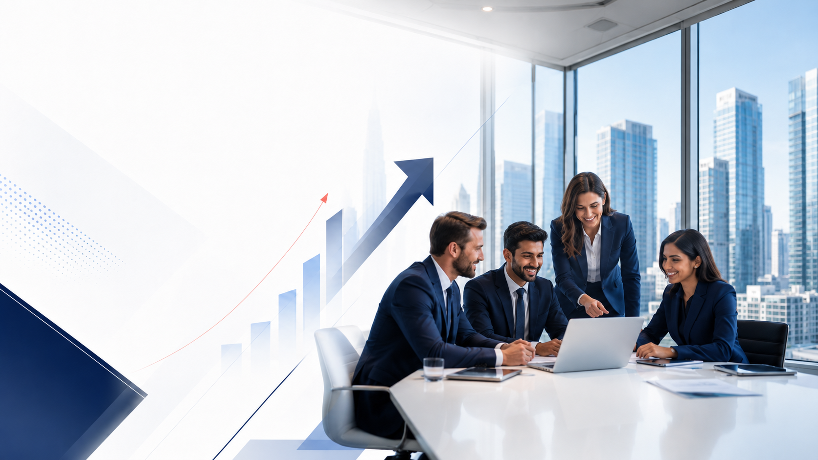 Abstract illustration of business growth with charts and arrows